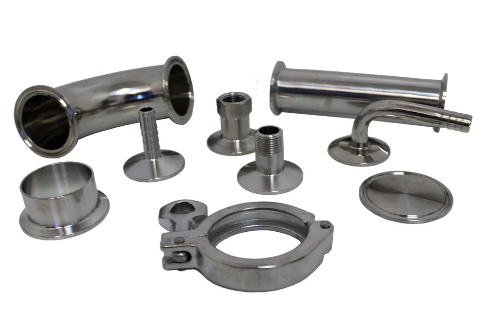 Tri Clover Clamp Fitting - Color: Silver