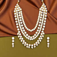 CJ100380 Stefan Traditional Ethnic Mehandi Plated Necklace Set with White Pearl and Kundan for Women