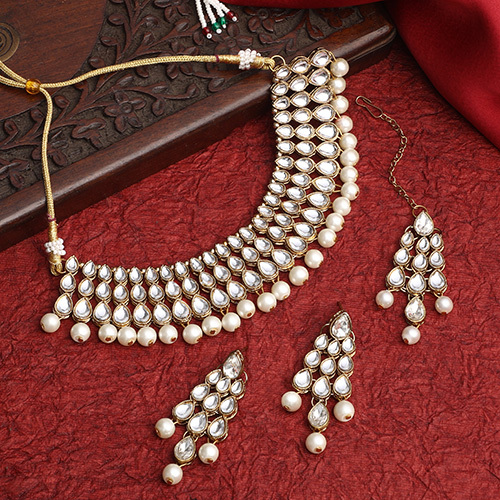 CJ100565 Gold Plated Traditional Necklace Jewellery Set