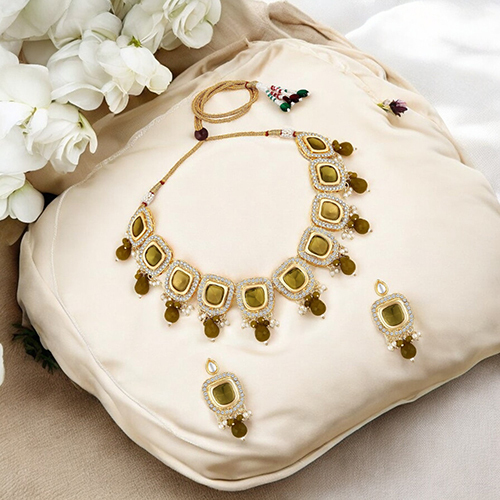 CJ4008 Stefan Alloy Silver Green Jewel Set