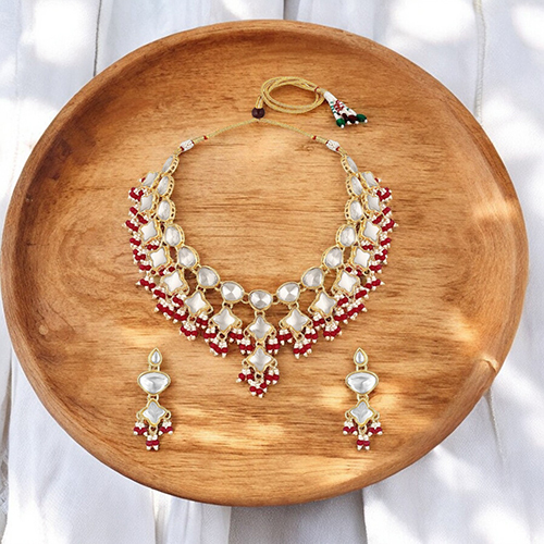 CJ4018 Stefan Rani Nagima Kundan Jewellery Set