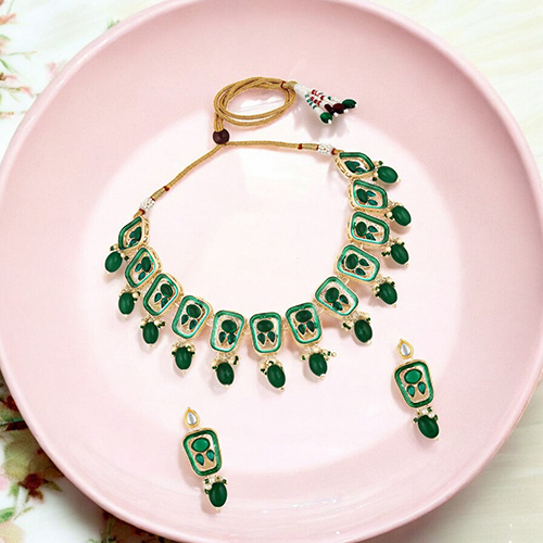 Cj4023 Necklace Set With Stud Earrings - Color: Different Available