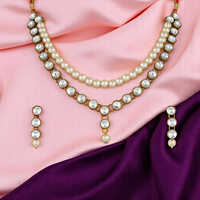CJ100247WHT Stefan Traditional Jewellery Kundan and Artificial Pearl Necklace Set with Earrings for Women
