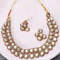 CJ100391 Stefan Traditional Gold Plated White Kundan Choker Necklace Set for Women