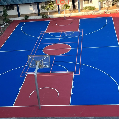 Synthetic Acrylic Sports Flooring - Color: Red