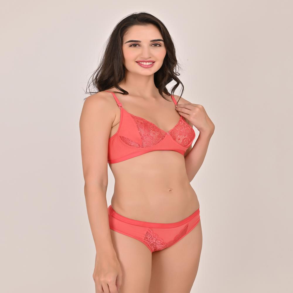Non Padded Bra Panty Set - Color: Multicolour