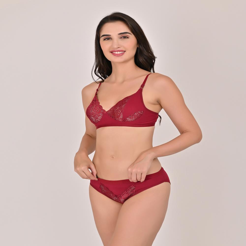 Non Padded Bra Panty Set - Color: Multicolour