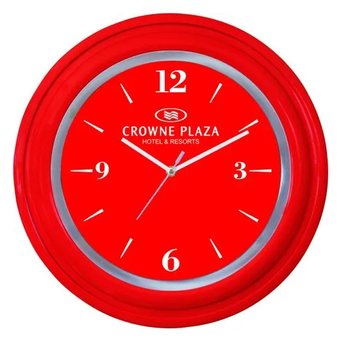 Analog Round Red Promotional Wall Clock - Features: Easy To Install