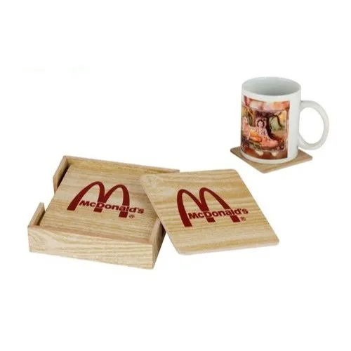 Wooden Coasters Set Of 4 - Color: Brown