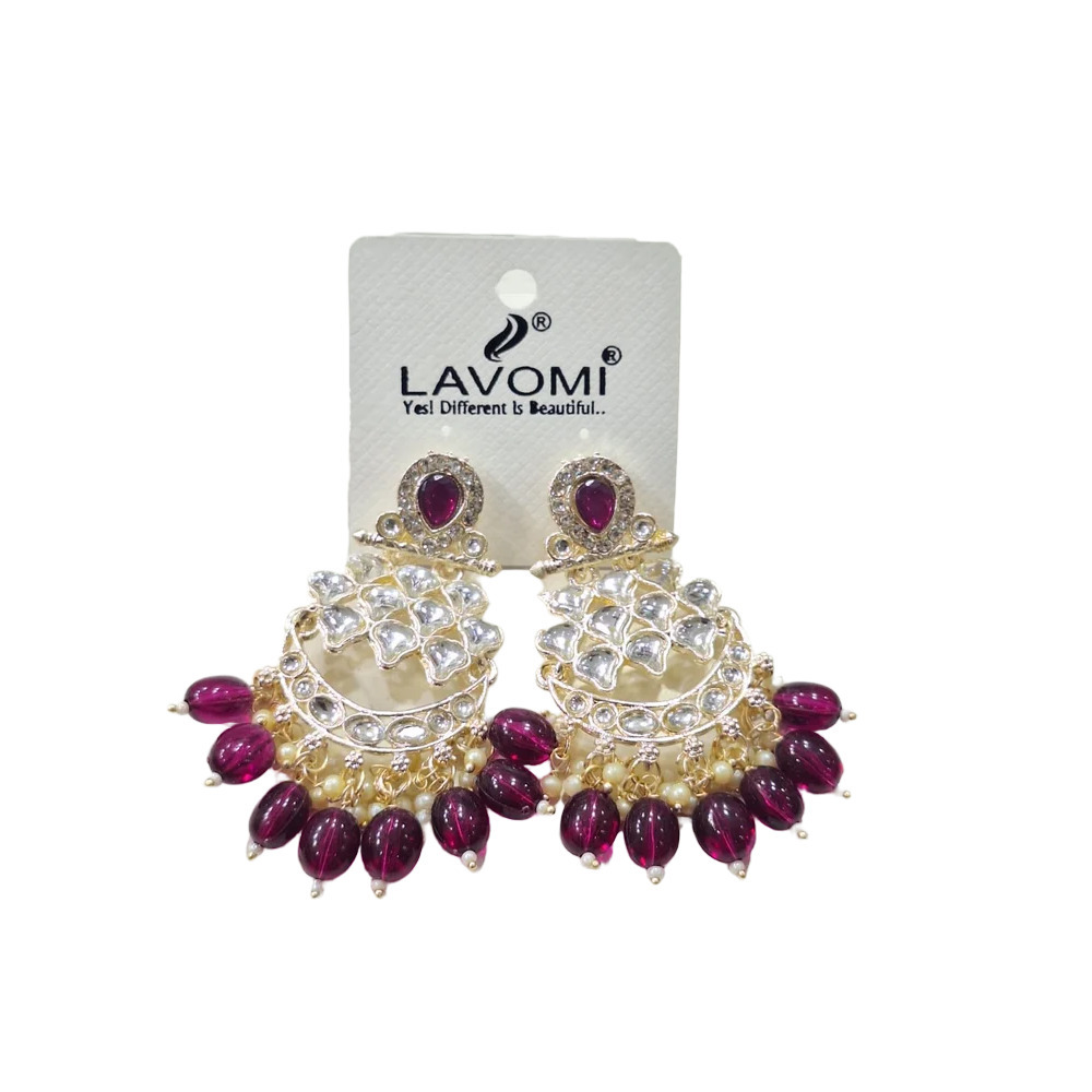 Designer Kundan And Beaded Earrings - Color: Different Available