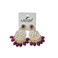 Designer Kundan And Beaded Earrings - Color: Different Available