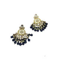 Black Beaded Metal Earrings - Gender: Women