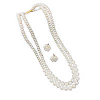 White Pearl Chain With Earrings