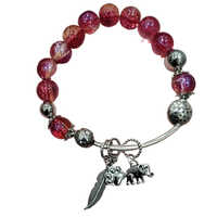 Beads Bracelet With Hanging Charm By Hidayat - Color: Red