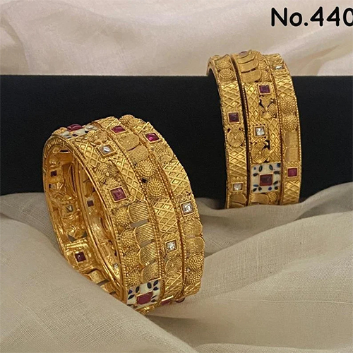 Gold Plated Copper Bangle - Color: Golden