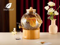 Sphere Water Dispenser With Wooden Stand And Wooden Lid - Color: Transparent