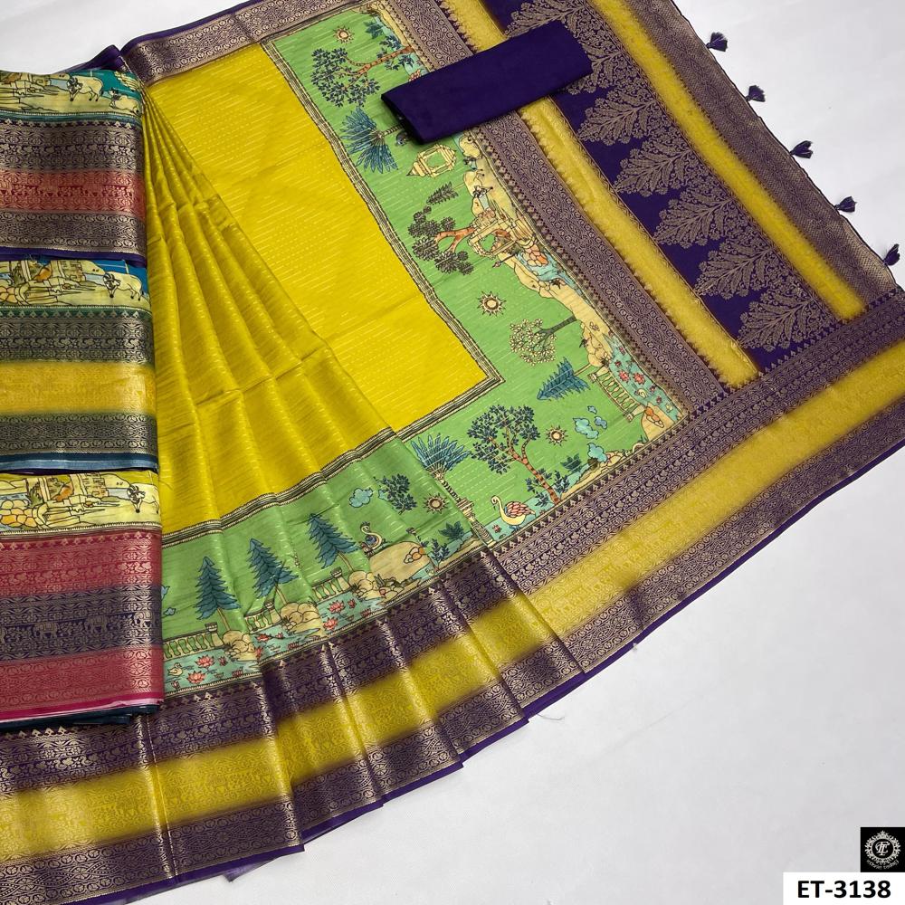 Printed Silk Saree - Design: Fashionable