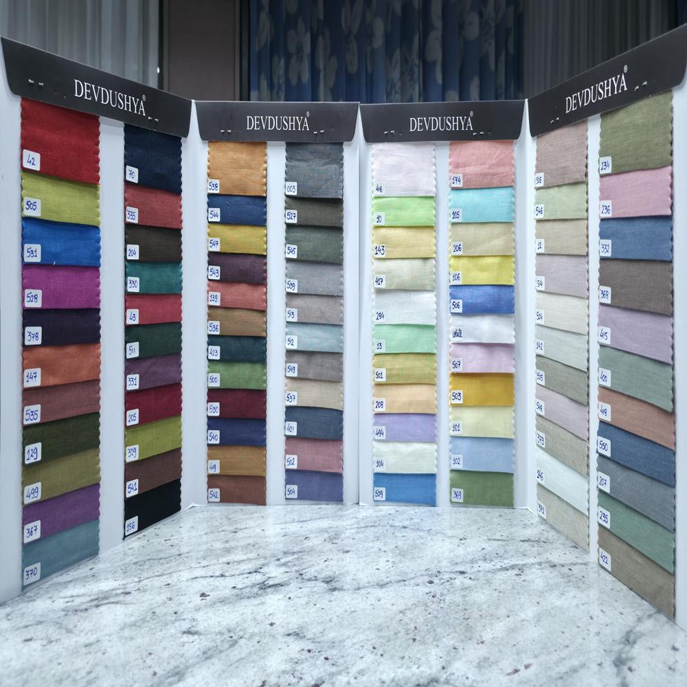 60 Lea Plain Linen Shirting Fabric - Color: Multicolor