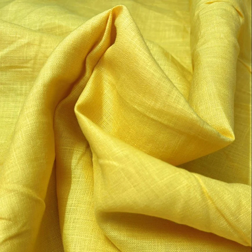 Yellow 60 Lea Plain Yellow Linen Shirting Fabrics - Fabric Texture: Smooth
