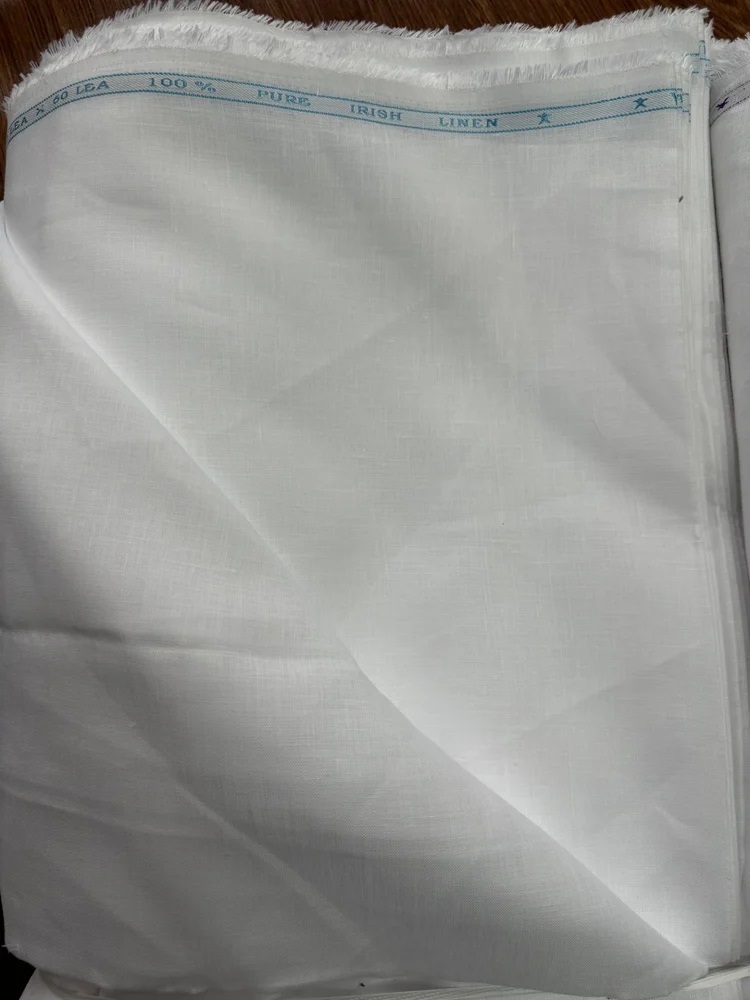 60 Lea Plain White Linen Shirting Fabric - Fabric Texture: Smooth
