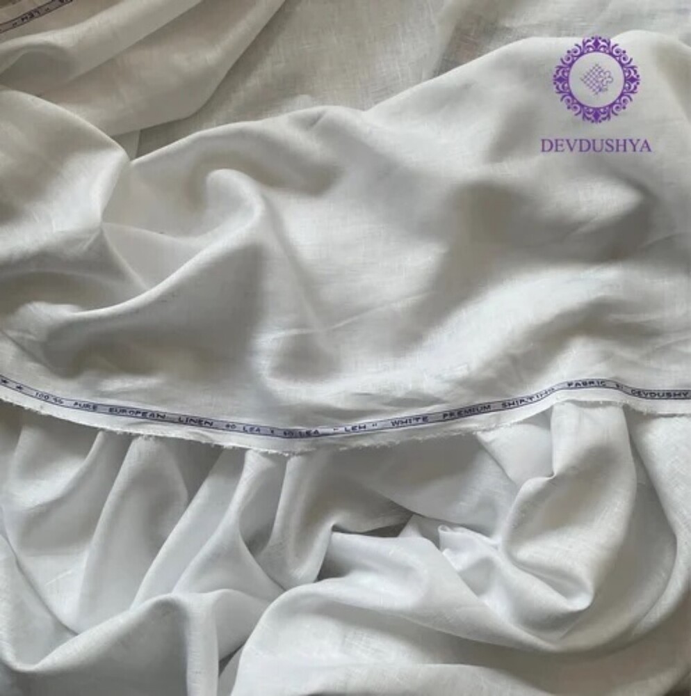 80 Lea Plain White Linen Fabric - Fabric Texture: Smooth