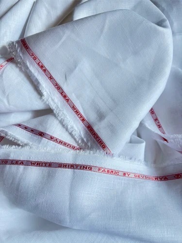 70 Lea Plain White Linen Fabric - Fabric Texture: Smooth