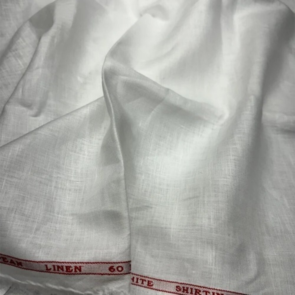 60 Lea Plain White Linen Fabric - Fabric Texture: Smooth