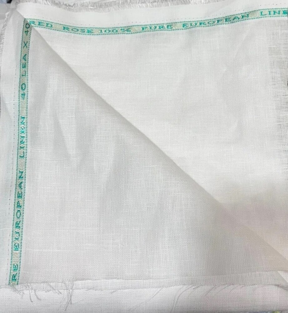 40 Lea Plain White Linen Fabric - Fabric Texture: Smooth