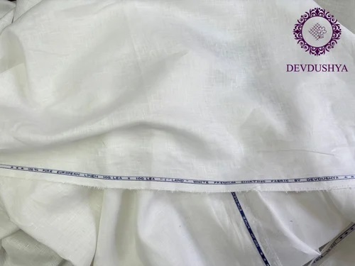 100 Lea Plain White Linen Fabric