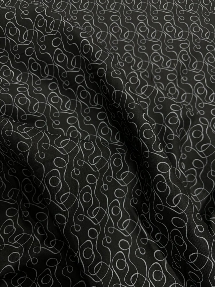 40 Lea Twill Weave Printed Suiting Fabric - Color: Black