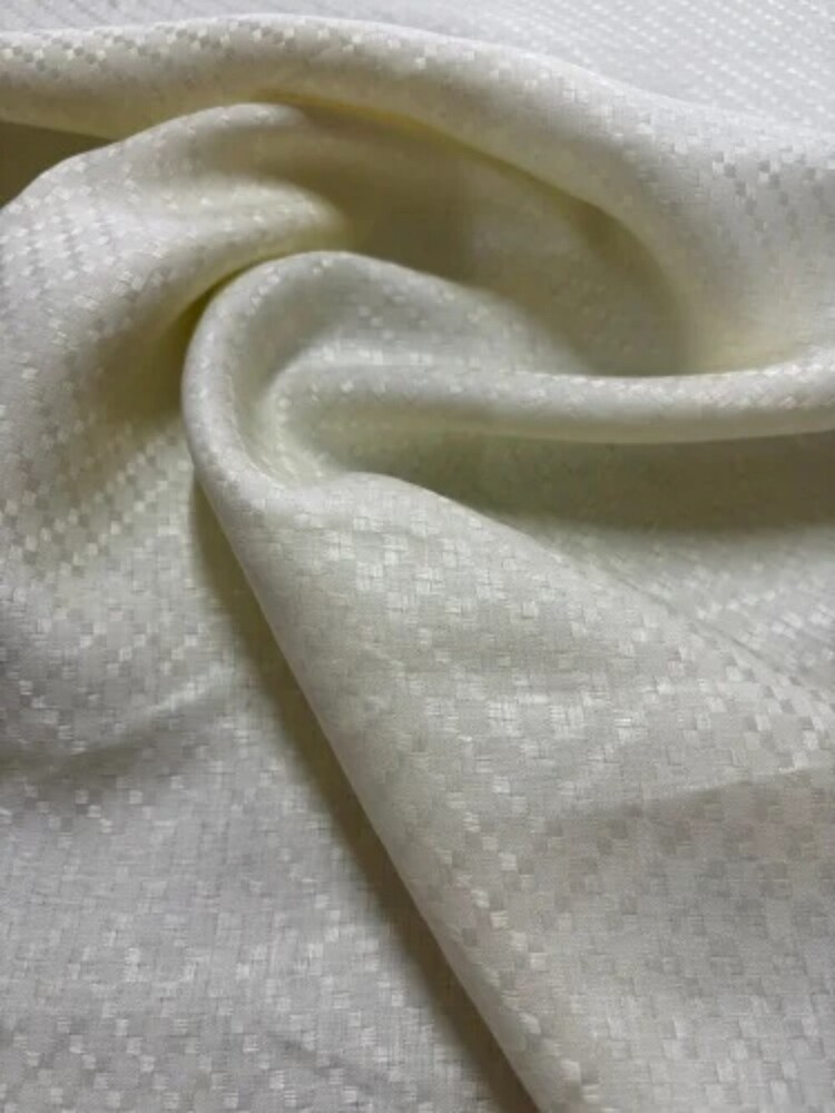 60 Lea Pure Linen Cream Shade Dobby Weave Fabric - Fabric Texture: Smooth