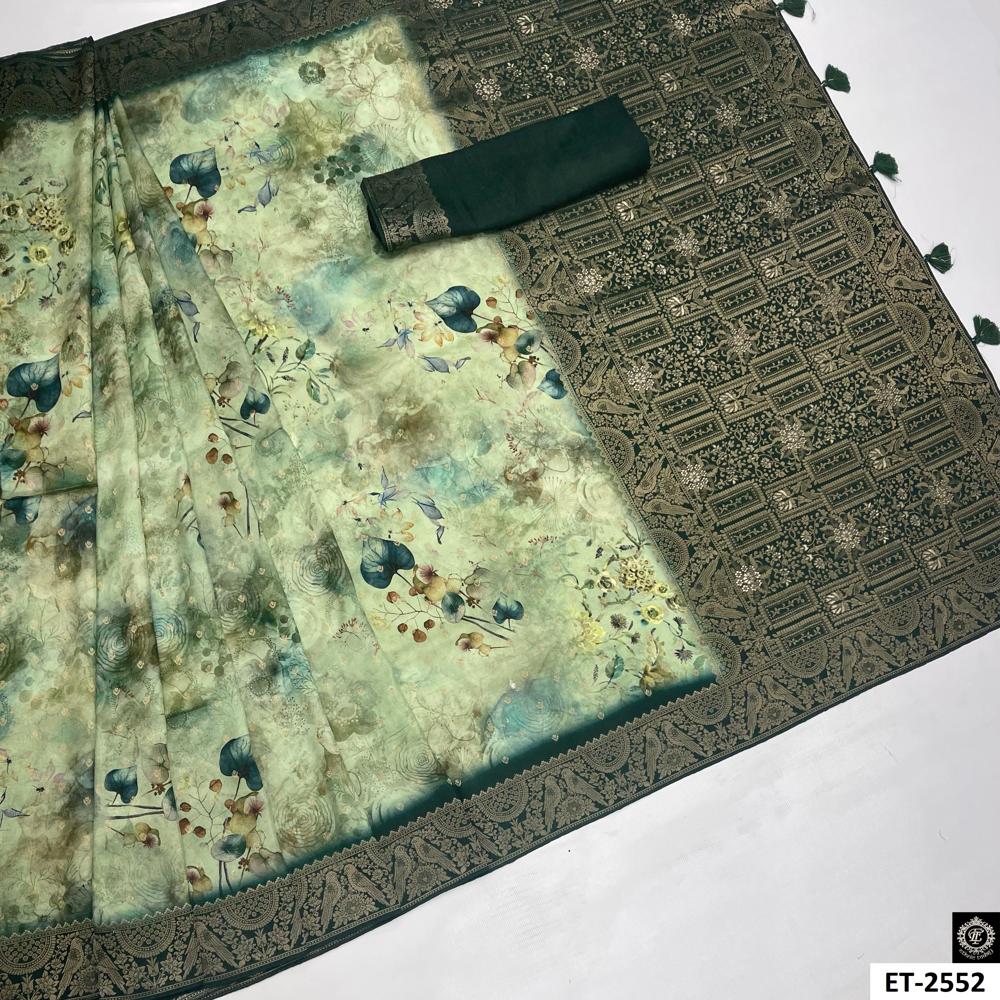 Green Floral Viscose Saree