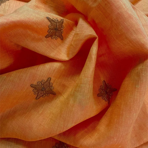130 Gsm Pure Linen Embroidered Fabric