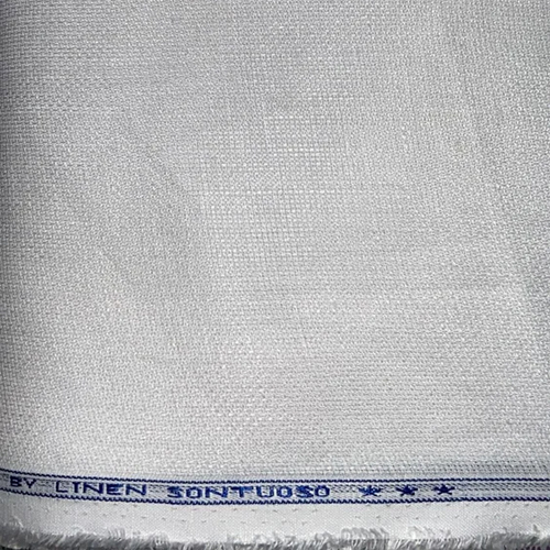 60 Lea Jute Weave White Linen Shirting Fabric - Color: Multicolor