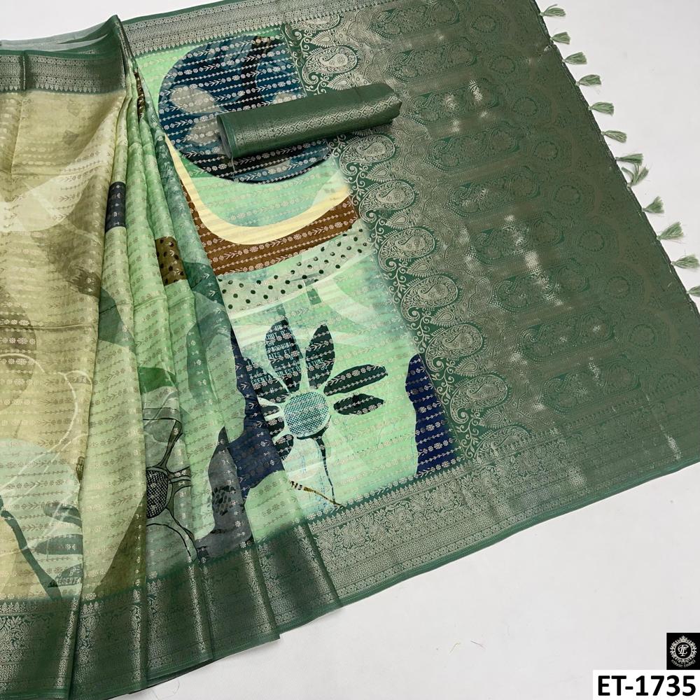 Green Abstract  Saree