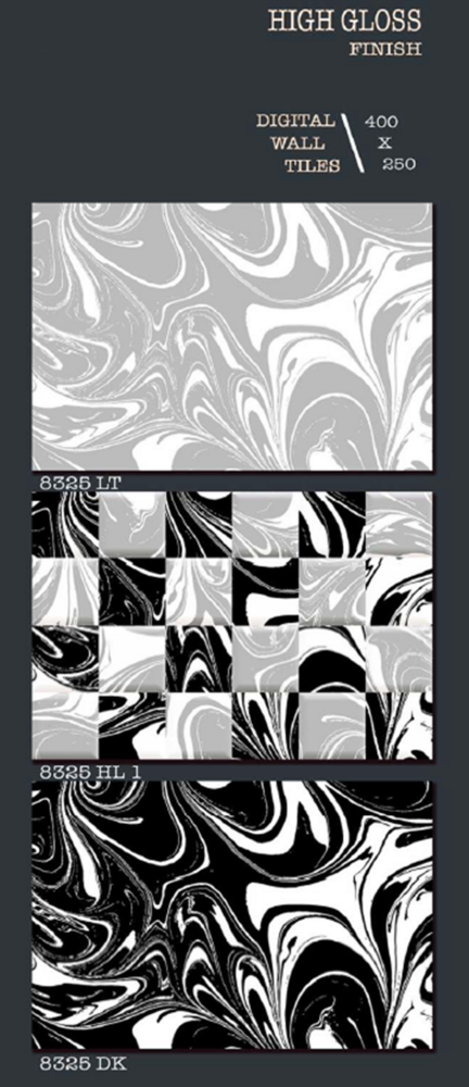 Polished Tiles - 250x400mm | Ceramic, Vitrified, Non-slip Surface, Glossy Finish, Suitable For Wall Applications, Easy Maintenance