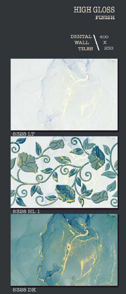 Polished Tiles - 250x400mm | Ceramic, Vitrified, Non-slip Surface, Glossy Finish, Suitable For Wall Applications, Easy Maintenance
