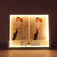 Aluminium Led Photo Frame - 12x12 Inch, Golden Finish | Modern Design, Durable Aluminium, Tabletop Mount With Soft Illumination