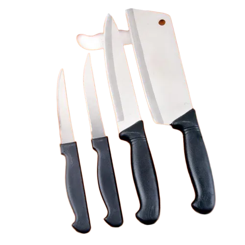 Ce-225 5 Pcs Knife Set With Chopping Board - Color: Silver And Black