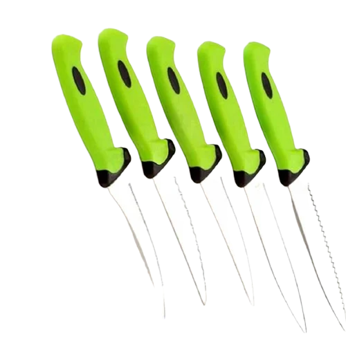 5 Pcs Knife Set - Color: Silver And Green