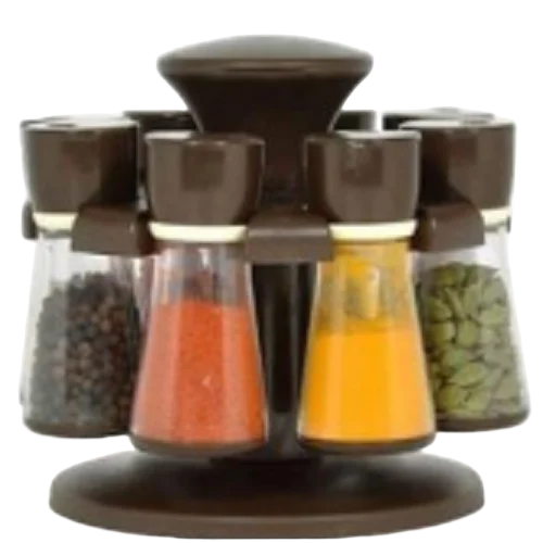 Spice Rack Set Of 8 - Color: Black And Transparent