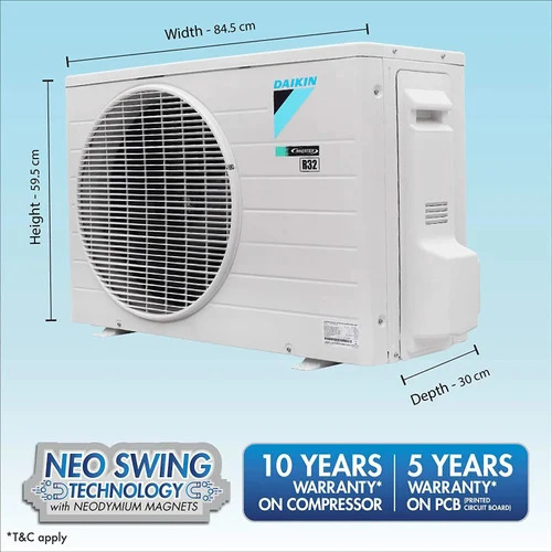 Daikin 1.0tr 3 Star-inv Split Ac (Ftkc35uv16) - Air Flow Capacity: 11.1 Cubic Millimeter (Mm3)