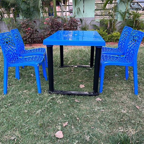 Royal Blue Cross Leg Dining Table And Full Web Chair