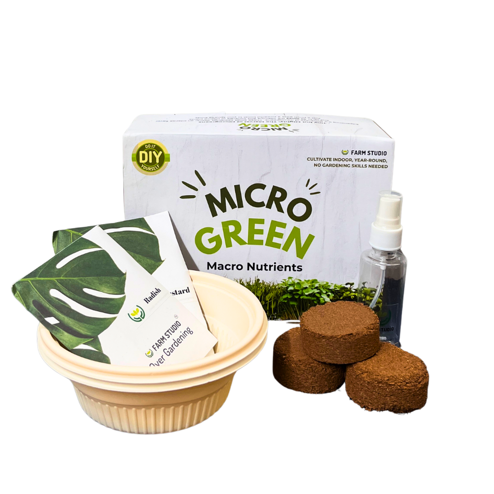 Farm Studio - Diy Microgreens Kit - Easy To Use Kit For Beginners | Grow 2 Types Of Microgreens | Sustainable & Ecofriendly Gift - Color: Brown