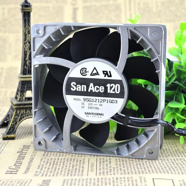 San Ace 120 9SG1212P1G06 Double Ball 12V-4A DC Cooling Fan 120 * 120 * 38mm 4-Wire (Aluminium)