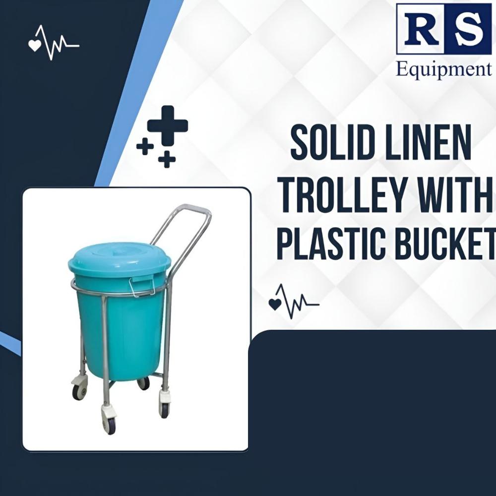 Solid Linen Trolley with Plastic Bucket