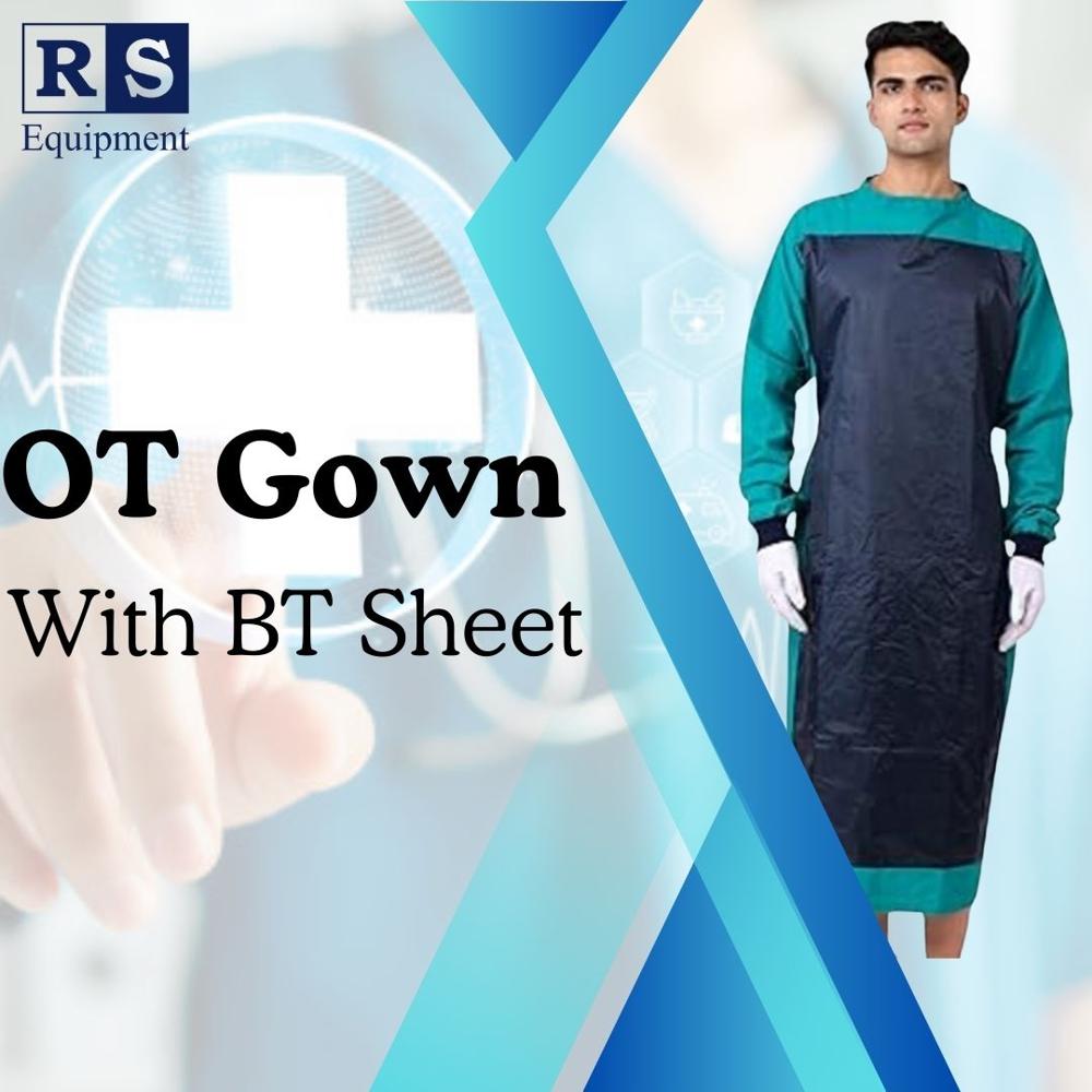 Surgical Ot Gown - Cotton Fabric, Sizes L & Xl, Green Color | Washable, Unisex Design For Hospital Use