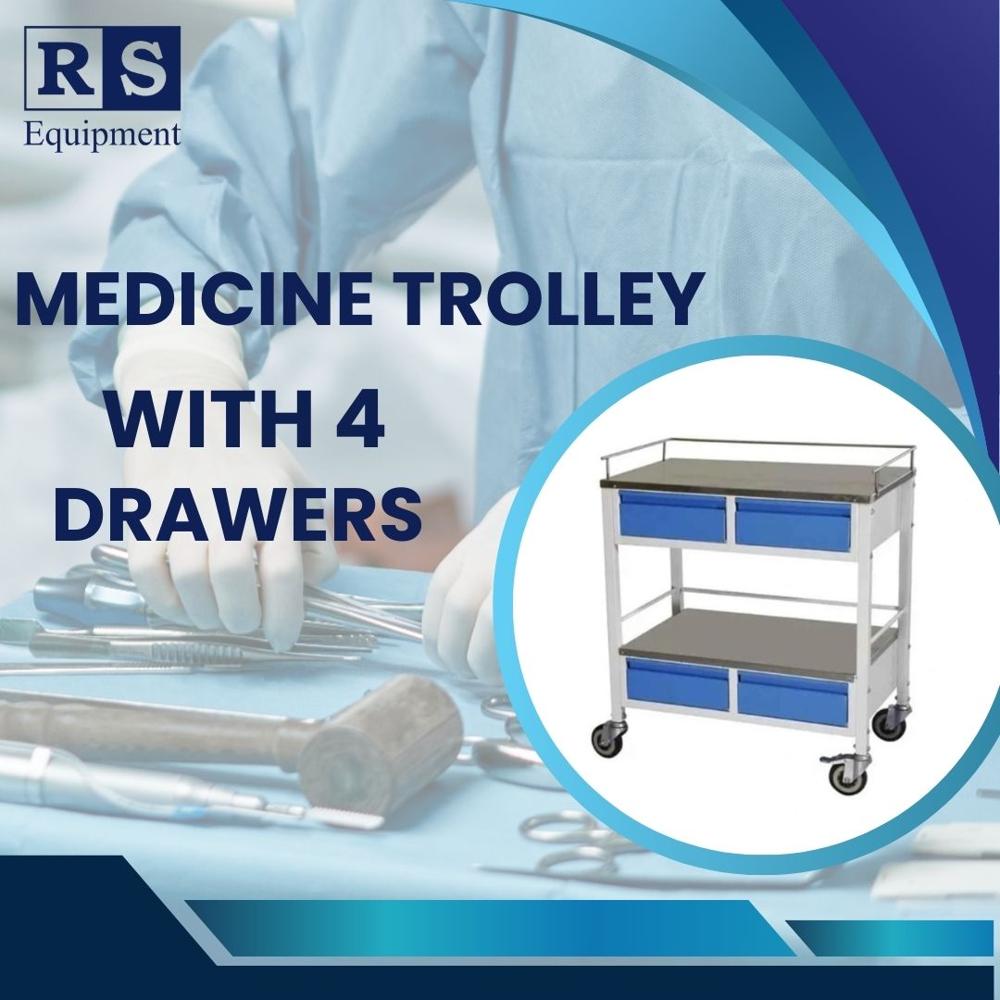 Medicine Trolley with 4 Drawer