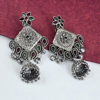 Traditional Oxidized Silver Jhumka Earrings