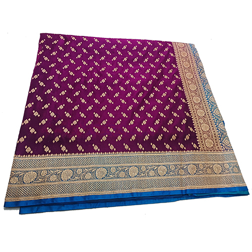 Ladies Party Wear Banarsi Saree - Color: Wine Magenta